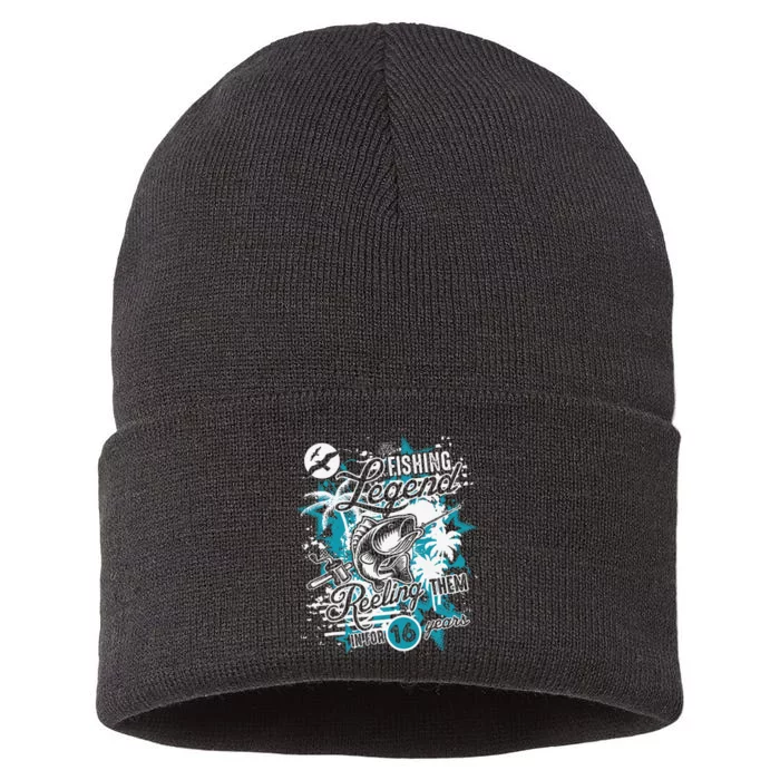 Fishing Legend 16th Birthday Fishing Sustainable Knit Beanie