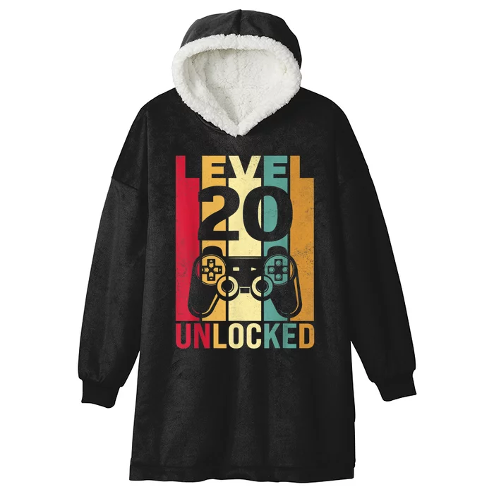 Funny Level 20 Unlocked Him m.e.n BDay Turning 20th Birthday Hooded Wearable Blanket