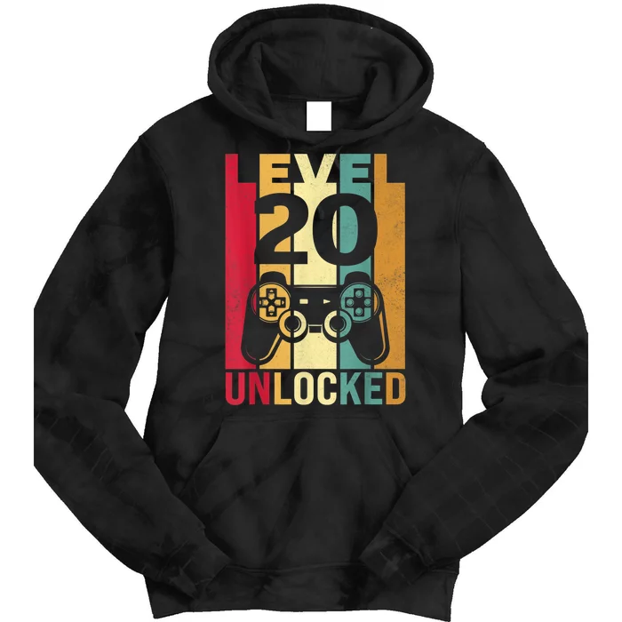 Funny Level 20 Unlocked Him m.e.n BDay Turning 20th Birthday Tie Dye Hoodie