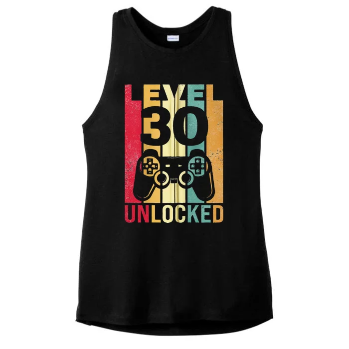 Funny Level 30 Unlocked Him BDay Turning 30th Birthday Ladies Tri-Blend Wicking Tank