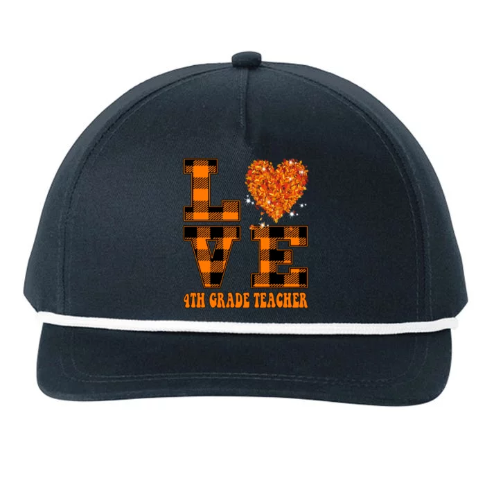 Fall Love 4th Grade Teacher Autumn 2024 Snapback Five-Panel Rope Hat