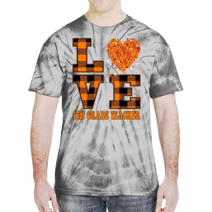 Fall Love 4th Grade Teacher Autumn 2024 Tie-Dye T-Shirt