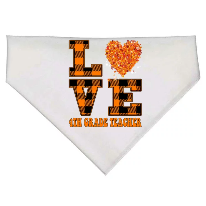 Fall Love 4th Grade Teacher Autumn 2024 USA-Made Doggie Bandana