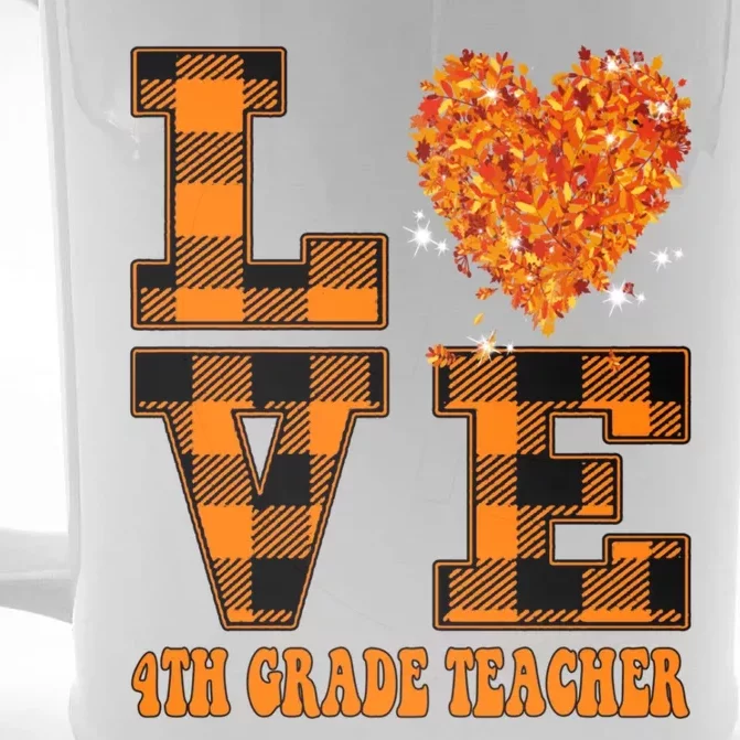 Fall Love 4th Grade Teacher Autumn 2024 Front & Back Beer Stein