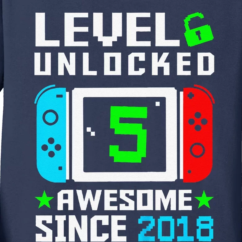 Funny Level 5 Unlocked 5th Birthday 5 Year Old Gift Gamer Kids Long Sleeve Shirt