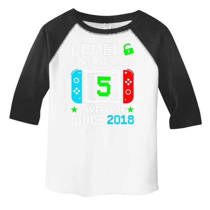 Funny Level 5 Unlocked 5th Birthday 5 Year Old Gift Gamer Toddler Fine Jersey T-Shirt