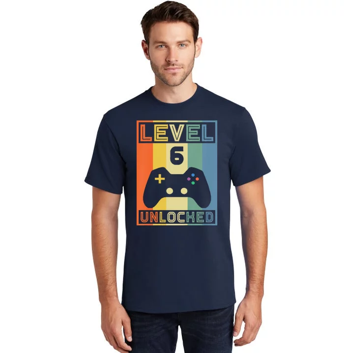 Funny Level 6 Unlocked Video Gamer 5th Birthday Gaming Gift Tall T-Shirt