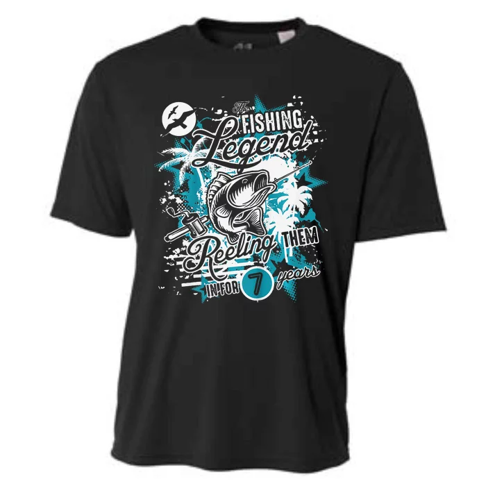 Fishing Legend 7th Birthday Fishing Cooling Performance Crew T-Shirt