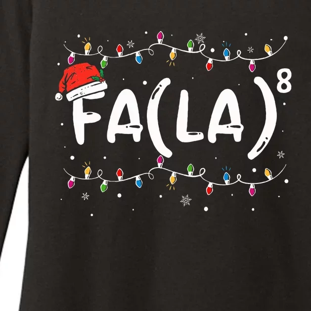 Fa La 8 Christmas Math Teacher Santa Hat Funny Xmas Pajamas Womens CVC Long Sleeve Shirt