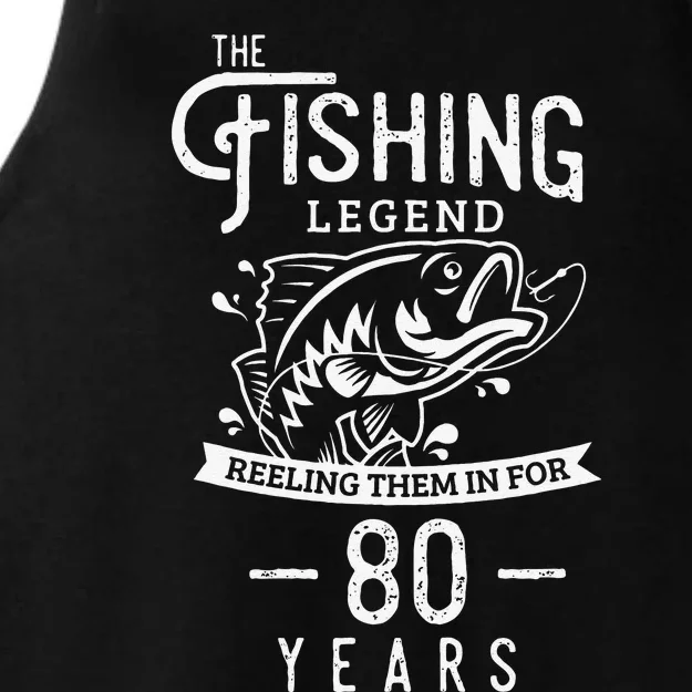 Fishing Legend 80 Years Old Birthday Gift For Fisherman Ladies Tri-Blend Wicking Tank