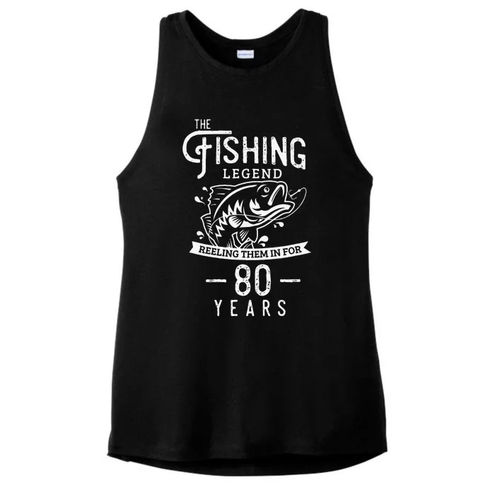 Fishing Legend 80 Years Old Birthday Gift For Fisherman Ladies Tri-Blend Wicking Tank