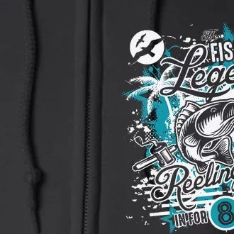 Fishing Legend 8th Birthday Fishing Full Zip Hoodie