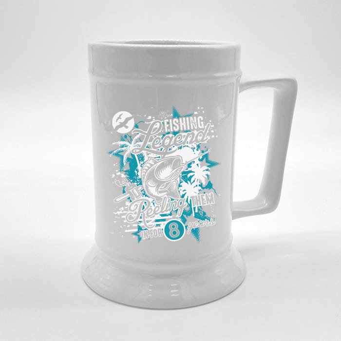 Fishing Legend 8th Birthday Fishing Front & Back Beer Stein