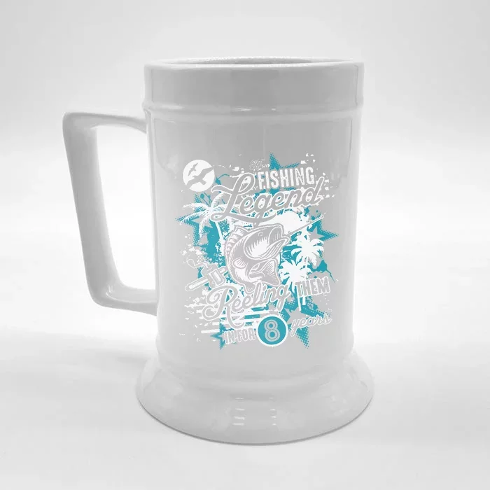 Fishing Legend 8th Birthday Fishing Front & Back Beer Stein