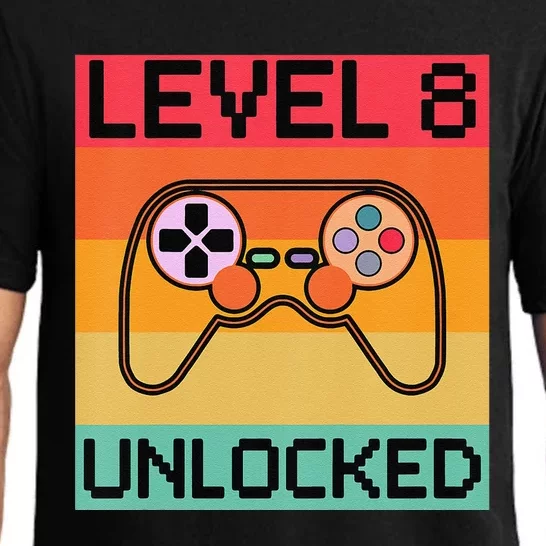 Funny Level 8 Unlocked Video Gamer 8th Birthday Gaming Gift Pajama Set