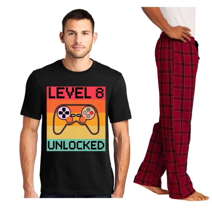 Funny Level 8 Unlocked Video Gamer 8th Birthday Gaming Gift Pajama Set