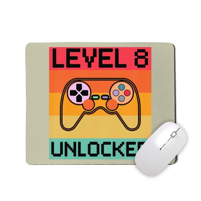 Funny Level 8 Unlocked Video Gamer 8th Birthday Gaming Gift Mousepad