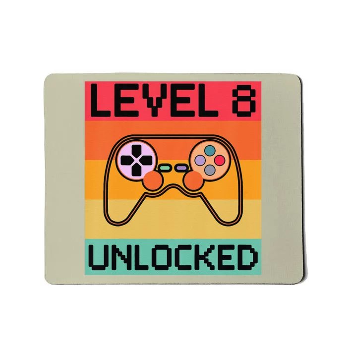 Funny Level 8 Unlocked Video Gamer 8th Birthday Gaming Gift Mousepad