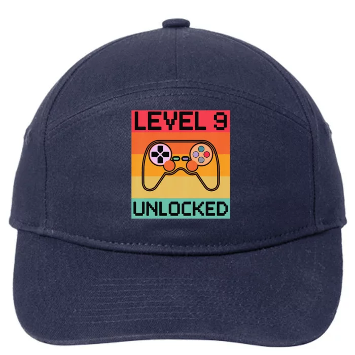 Funny Level 9 Unlocked Video Gamer 9th Birthday Gaming Gift 7-Panel Snapback Hat