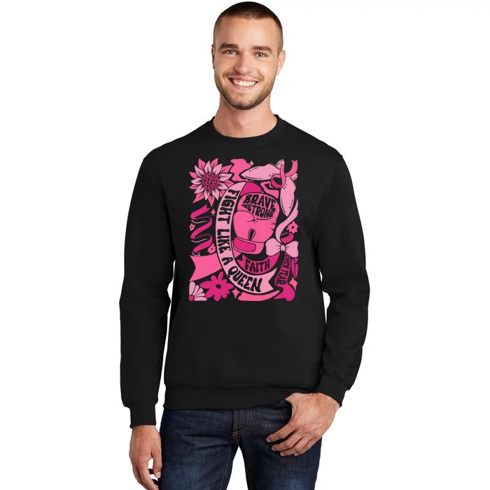 Fight Like A Queen Brave And Strong Breast Cancer Sweatshirt