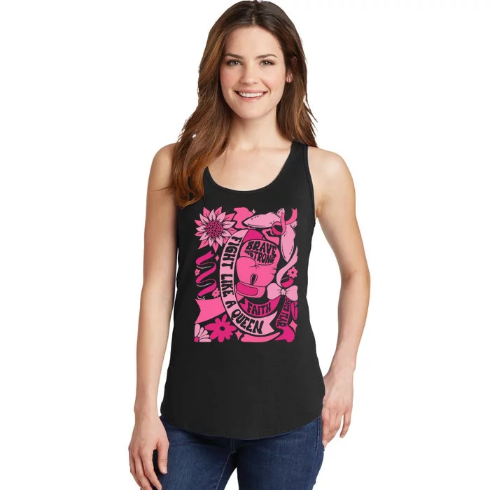 Fight Like A Queen Brave And Strong Breast Cancer Ladies Essential Tank