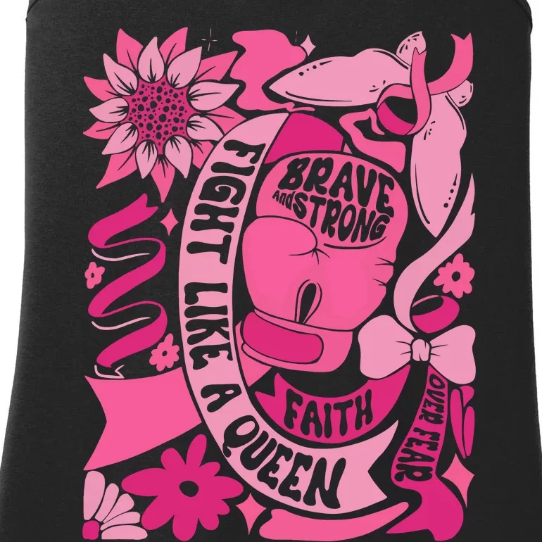 Fight Like A Queen Brave And Strong Breast Cancer Ladies Essential Tank