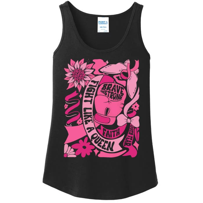 Fight Like A Queen Brave And Strong Breast Cancer Ladies Essential Tank