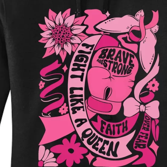 Fight Like A Queen Brave And Strong Breast Cancer Women's Pullover Hoodie