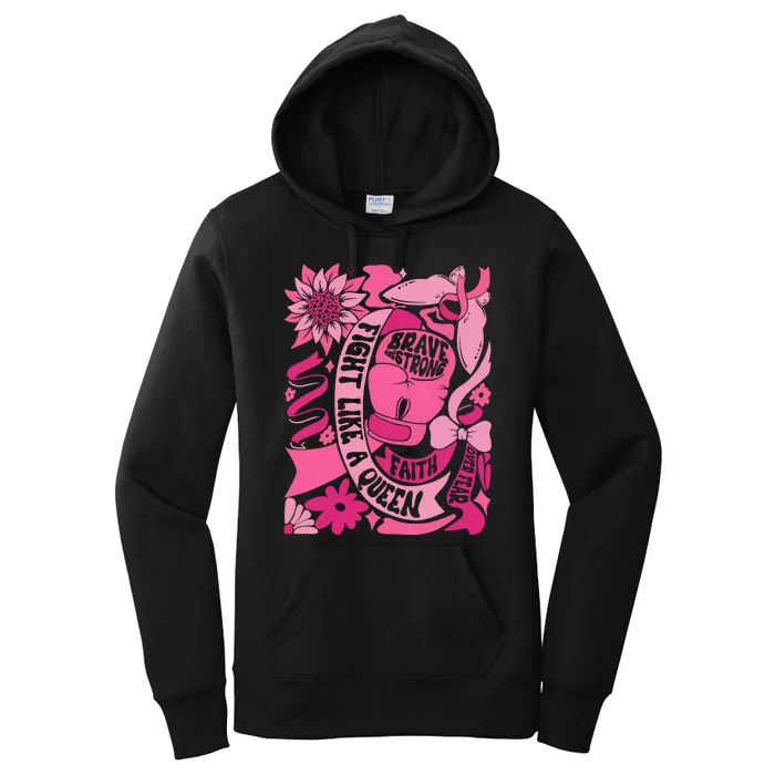 Fight Like A Queen Brave And Strong Breast Cancer Women's Pullover Hoodie