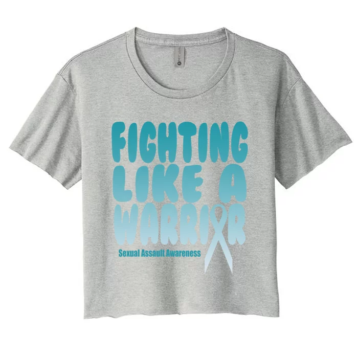 Fighting Like A Warrior! Sexual Assault Awareness Gift Women's Crop Top Tee