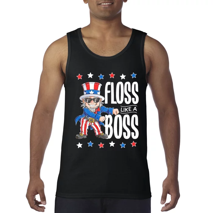 Floss Like A Boss 4th Of July Uncle Sam Tank Top