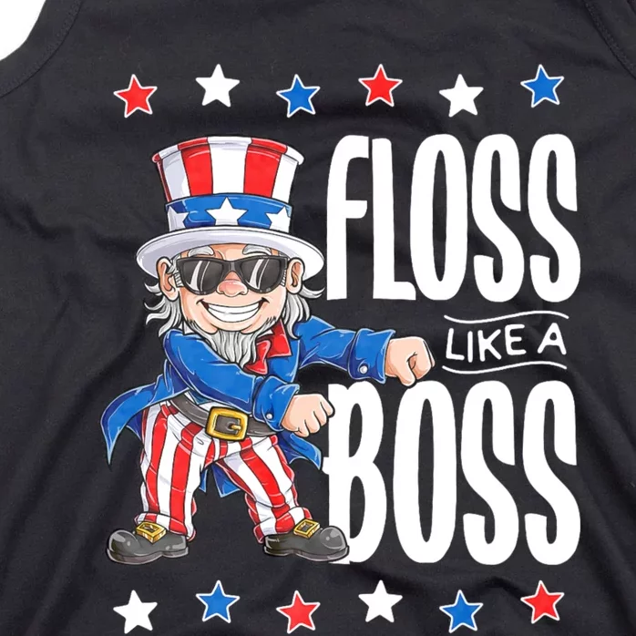 Floss Like A Boss 4th Of July Uncle Sam Tank Top