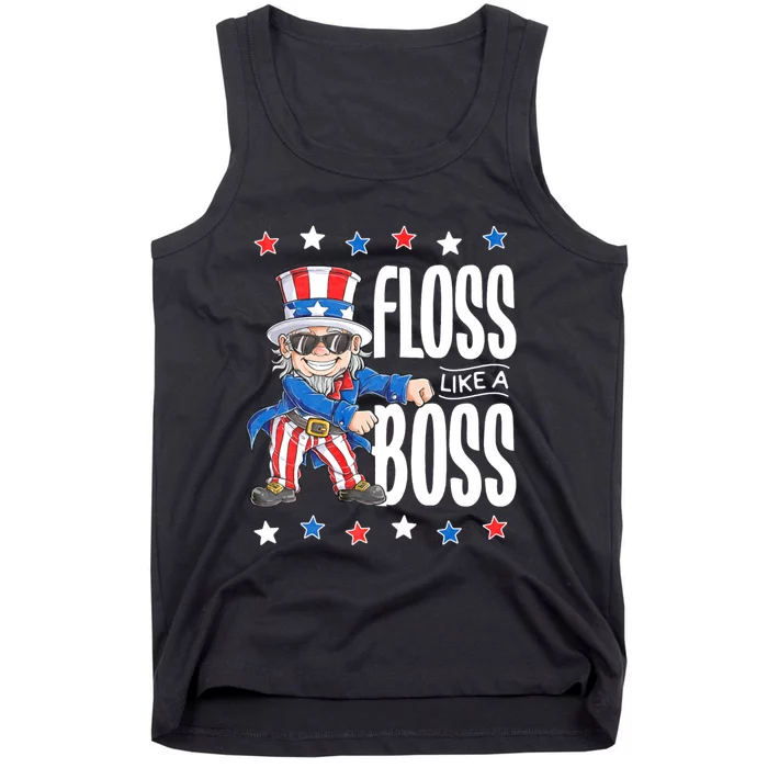 Floss Like A Boss 4th Of July Uncle Sam Tank Top