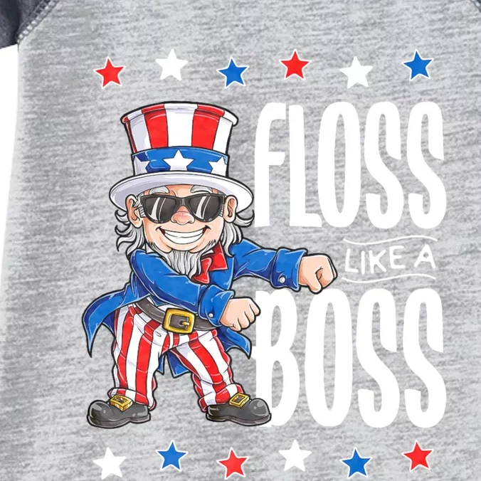 Floss Like A Boss 4th Of July Uncle Sam Infant Baby Jersey Bodysuit