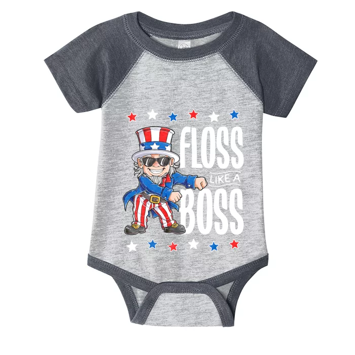 Floss Like A Boss 4th Of July Uncle Sam Infant Baby Jersey Bodysuit