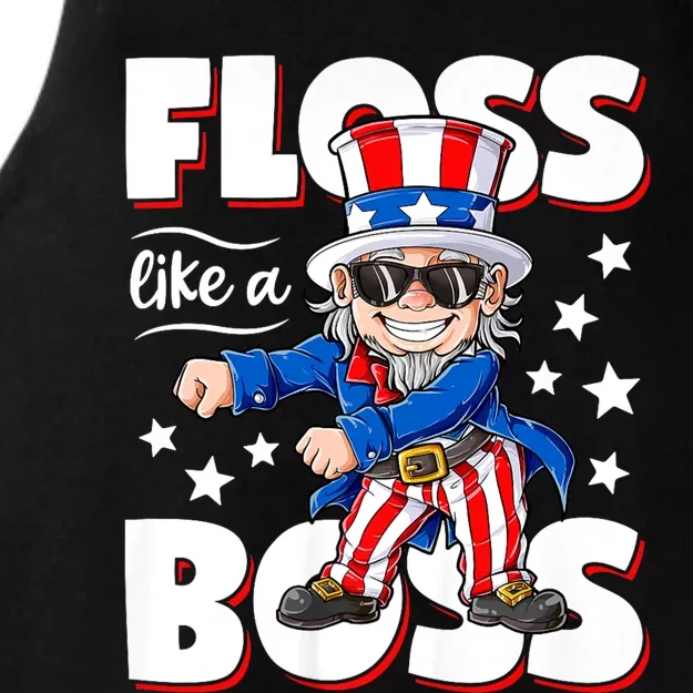 Floss Like A Boss 4th Of July Uncle Sam Ladies Tri-Blend Wicking Tank