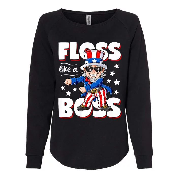 Floss Like A Boss 4th Of July Uncle Sam Womens California Wash Sweatshirt