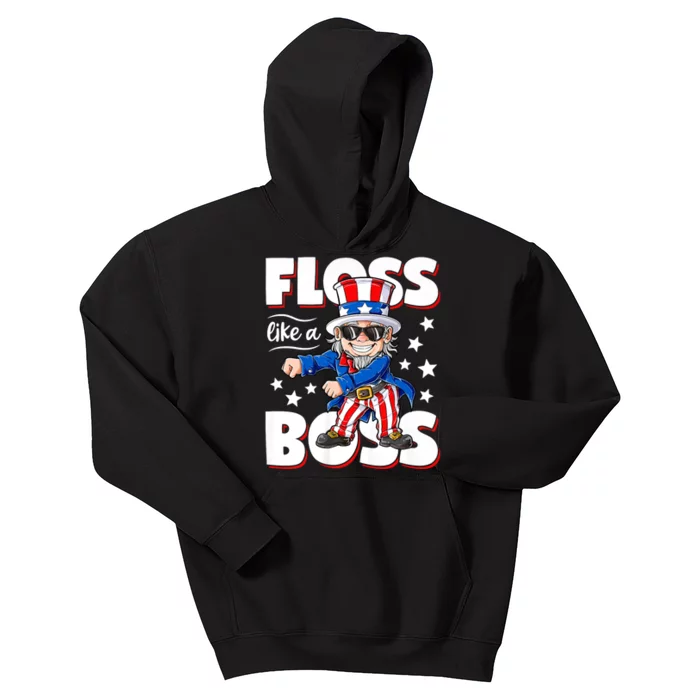 Floss Like A Boss 4th Of July Uncle Sam Kids Hoodie