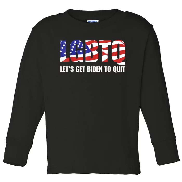 Funny LGBTQ Anti Biden Lets Get Biden To Quite Toddler Long Sleeve Shirt