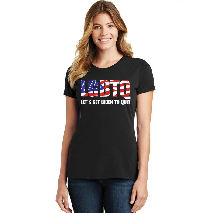 Funny LGBTQ Anti Biden Lets Get Biden To Quite Women's T-Shirt