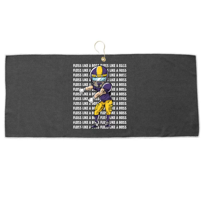 Floss Like A Boss Gold Purple Football Large Microfiber Waffle Golf Towel