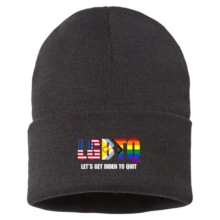 Funny LGBTQ Anti Biden Lets Get Biden To Quite Sustainable Knit Beanie