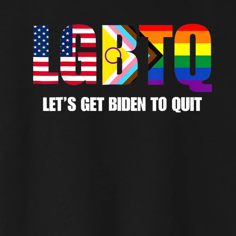 Funny LGBTQ Anti Biden Lets Get Biden To Quite Women's Crop Top Tee