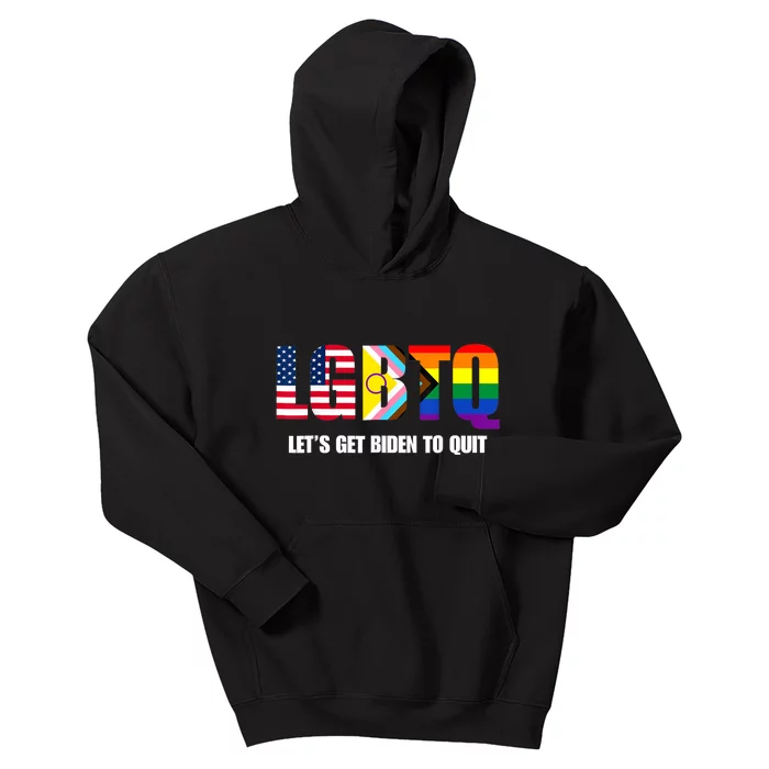 Funny LGBTQ Anti Biden Lets Get Biden To Quite Kids Hoodie