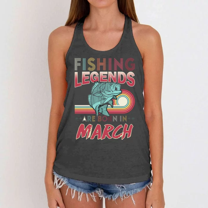 Fishing Legends Are Born In March Women's Knotted Racerback Tank