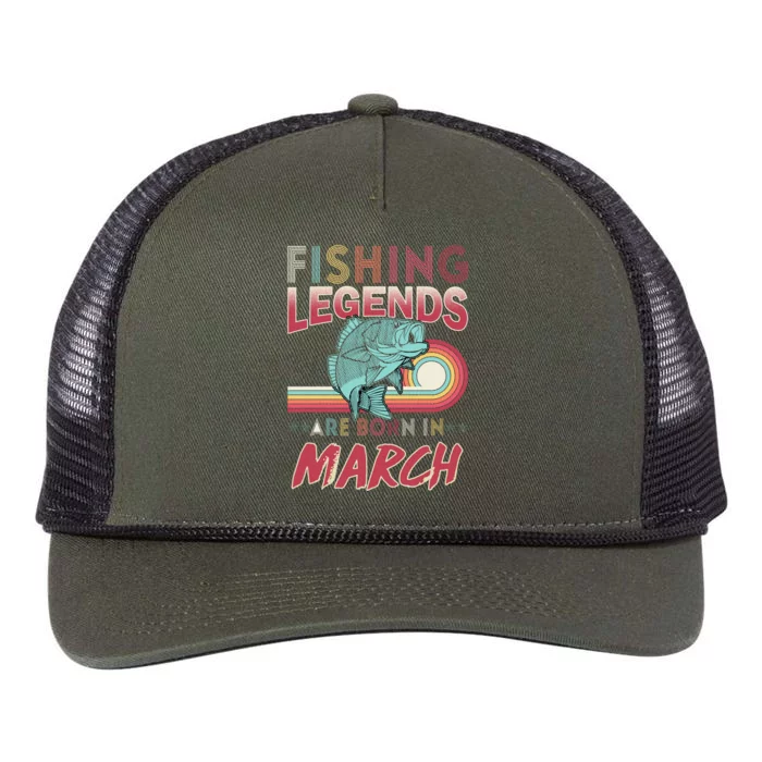 Fishing Legends Are Born In March Retro Rope Trucker Hat Cap