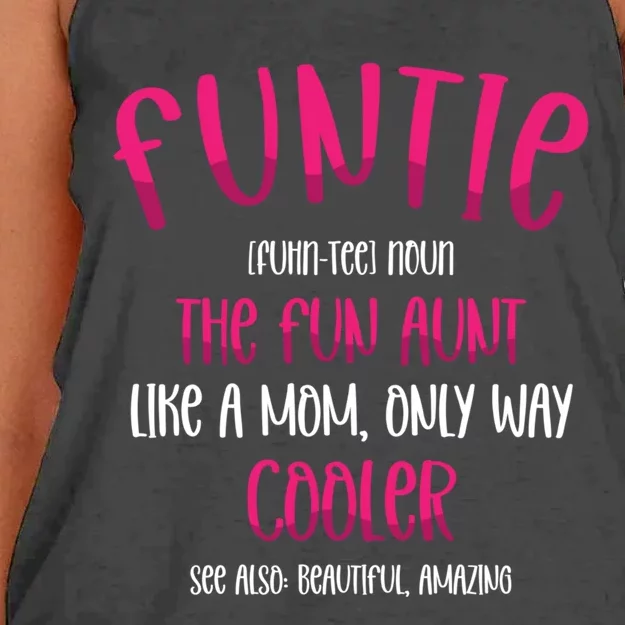 Funtie Like A Mom Only Way Cooler Best Aunt Ever Auntie Meaningful Gift Women's Knotted Racerback Tank