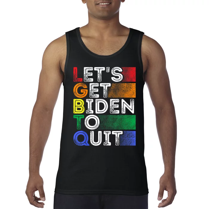 Funny LGBTQ Anti Biden Lets Get Biden To Quite Tank Top