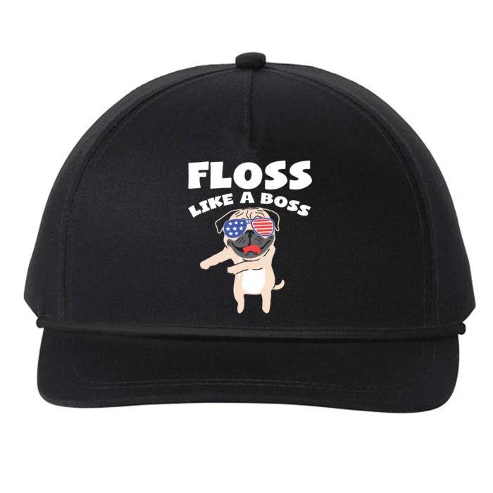 Floss Like A Boss Pug Dog Usa Dance 4th Of July Party Gift Snapback Five-Panel Rope Hat