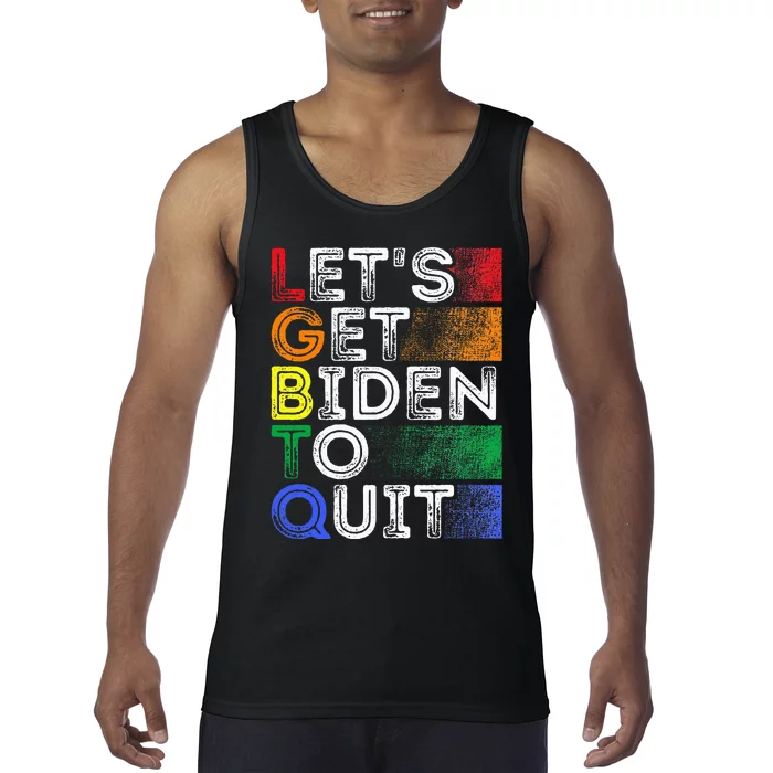 Funny Lgbtq Anti Biden LetS Get Biden To Quite Tank Top